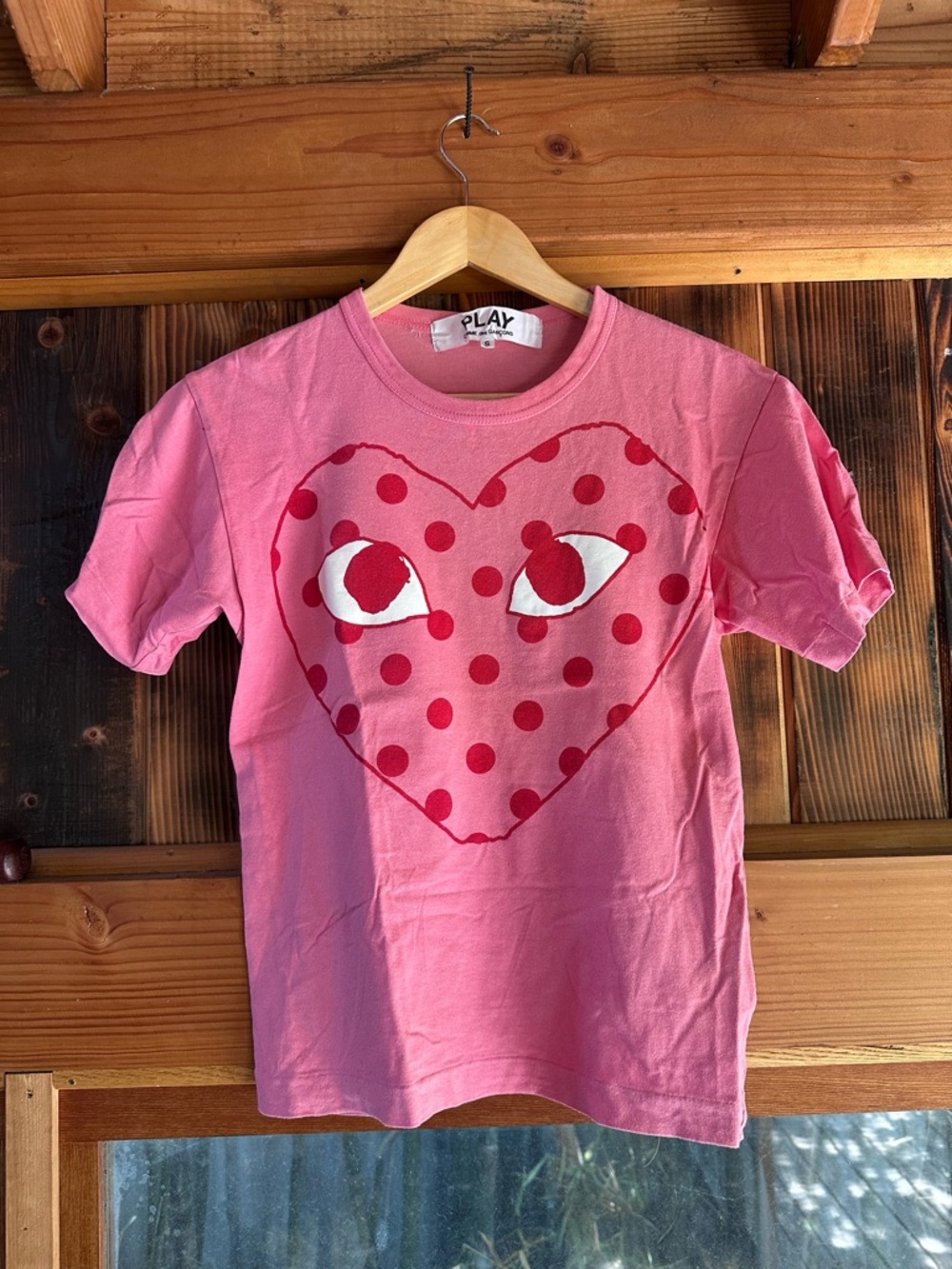Comme des Garcons PLAY Pink Polka Dot Heart Tee